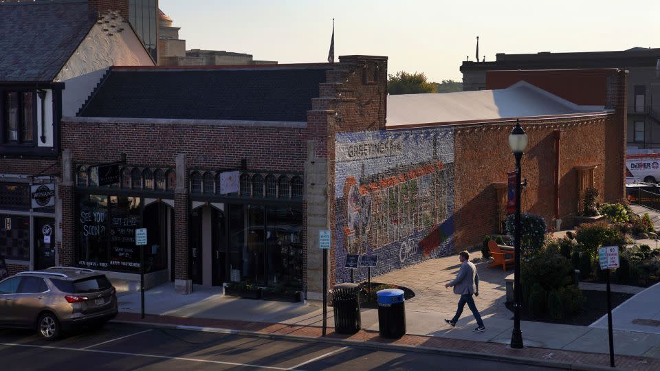 A man walks through downtown Springfield, Ohio, on September 16. - Jessie Wardarski/AP