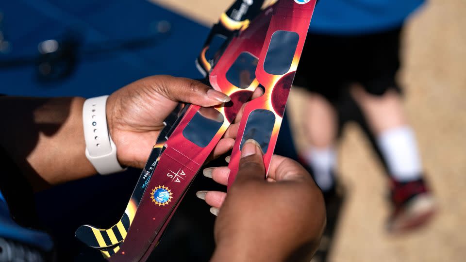 Did you watch the total solar eclipse in April? If they remain undamaged and the lenses don't have any scratches, the glasses can be reused for the annular eclipse. - Kent Nishimura/Getty Images