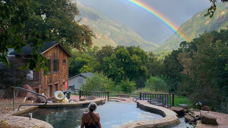 pools and a rainbow at Avalanche Ranch, Redstone, Colorado