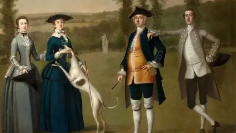 National Trust Portrait of Sir John Trevelyan with wife Louisa Simon, Lady Trevelyan, his son Sir John Trevelyan and his Daughter Helena Trevelyan