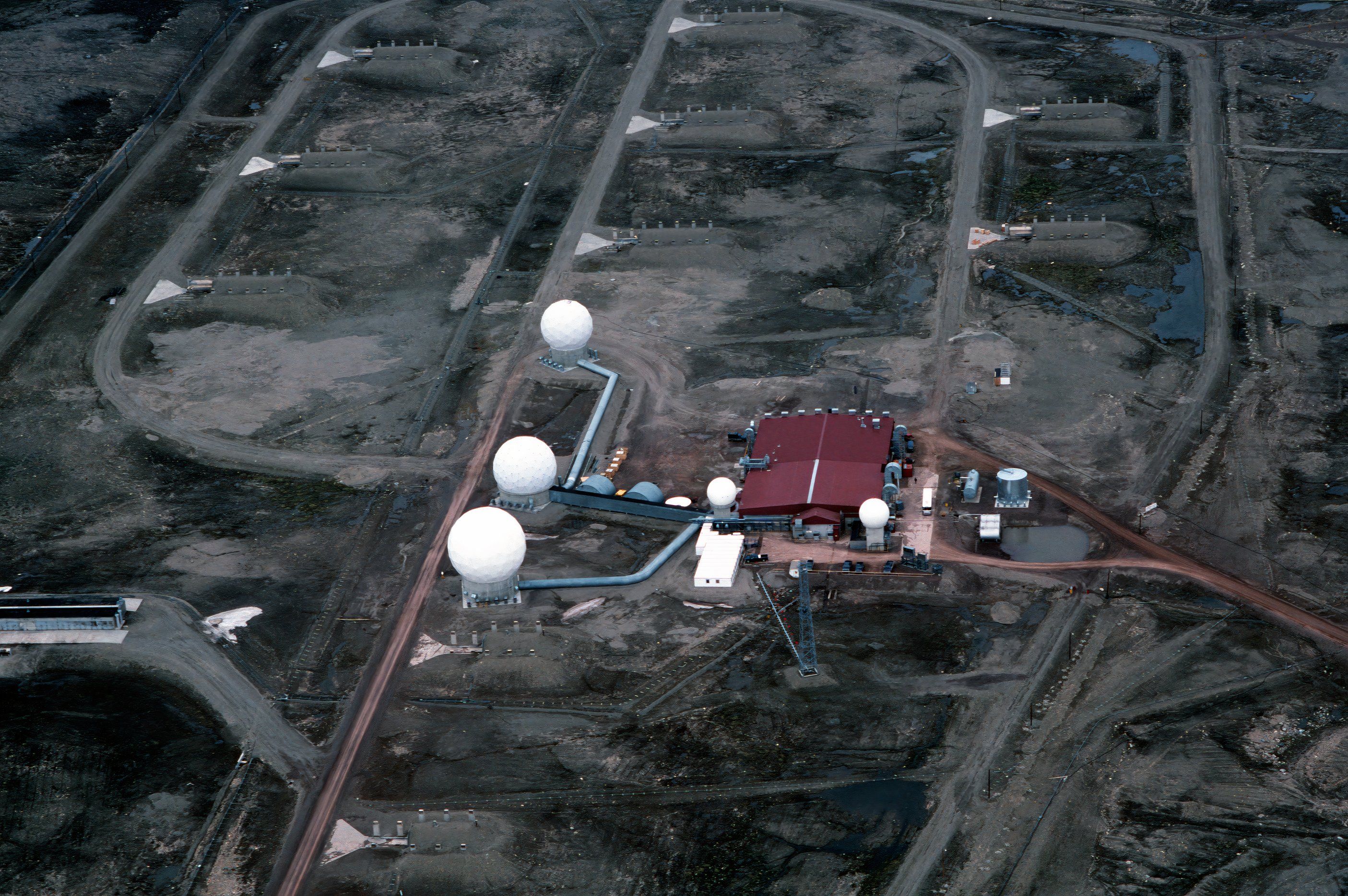 Photo of radar domes at Thule AFB