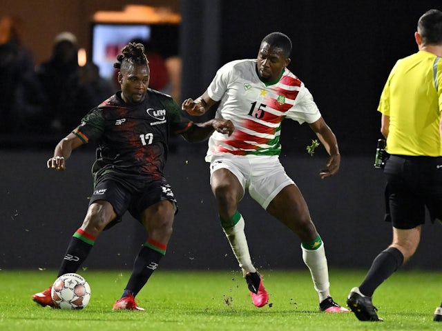 Johnny Marajo in action for Martinique on March 24, 2024