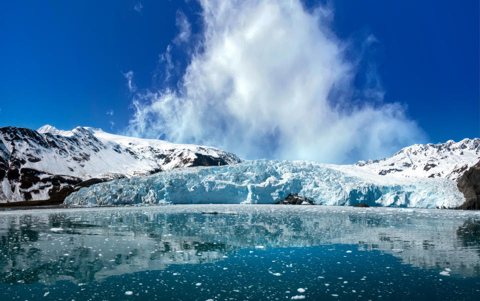 Surreally beautiful view of the Aialik Glaciar, Kenai Fjords National Park, Seward, Alaska, USA