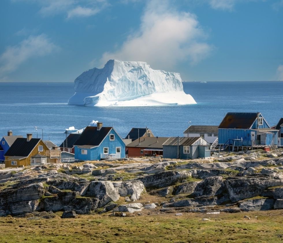 icebergs on the coast of Disko Island in Greenland