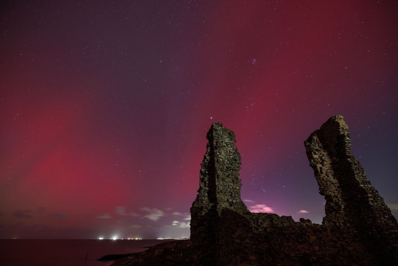 The lights are seen in Herne Bay, England.