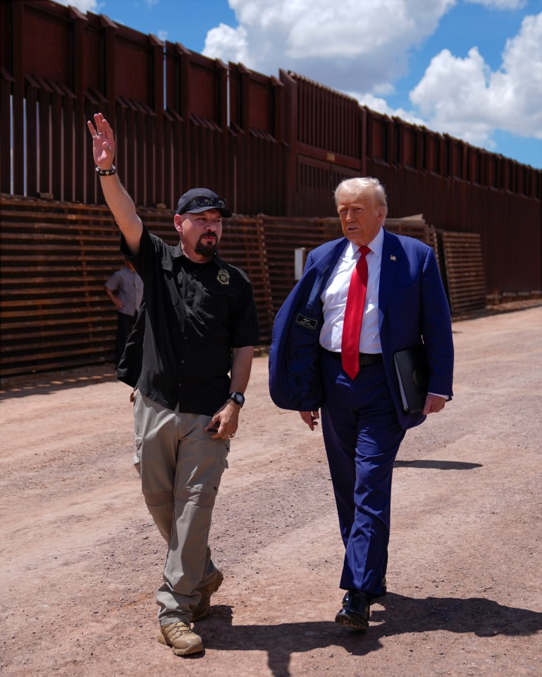 Republican presidential nominee Donald Trump visits the border wall