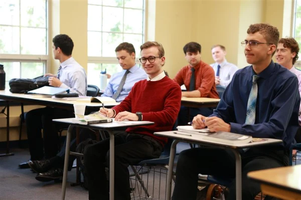 Students attend class at Christendom College in Virginia. Credit: Paul Aguilar/Christendom