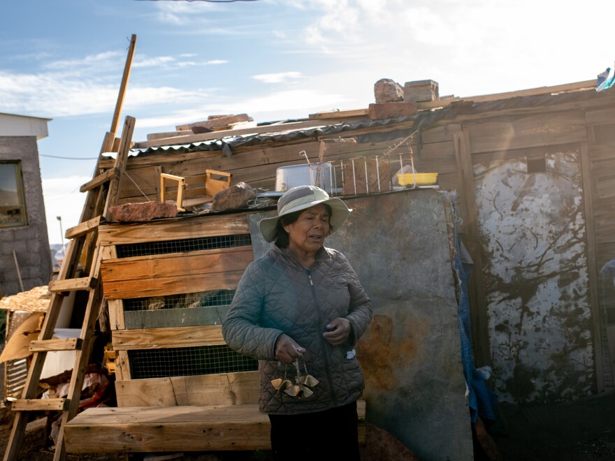 Celina Varas, member of the community of Socaire, sings the Talatur, a Kunza song usually performed at water rituals in October.