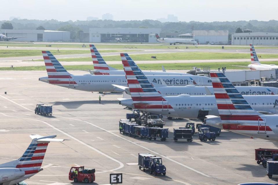 American Airlines continue operations at Charlotte Douglas International Airport after Hurricane Debby came through the region.