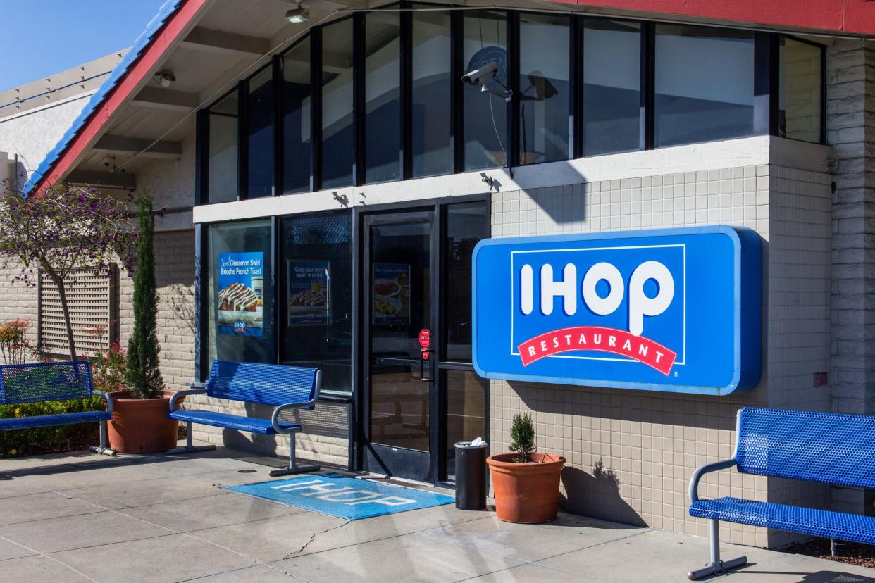 Salinas, United States - April 23, 2014:  IHOP (International House of Pancakes) Restaurant exterior. IHOP  is a restaurant chain specializing in breakfast foods.