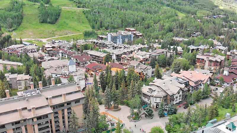 Vail City Center And Surrounding Mountains, Colorado