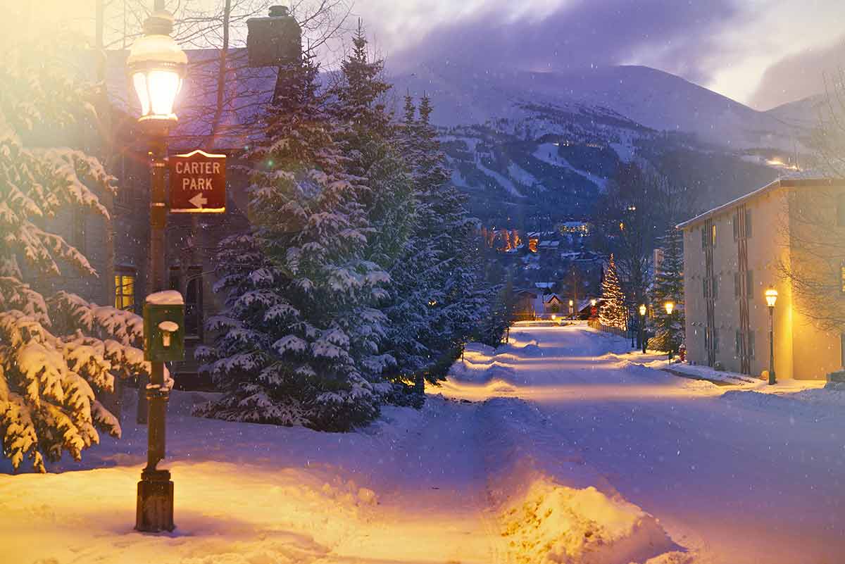 Lovely Breckenridge in winter at night