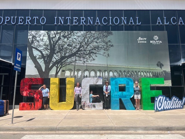 Dr. Erin Stevens arrives in Sucre after a long flight.