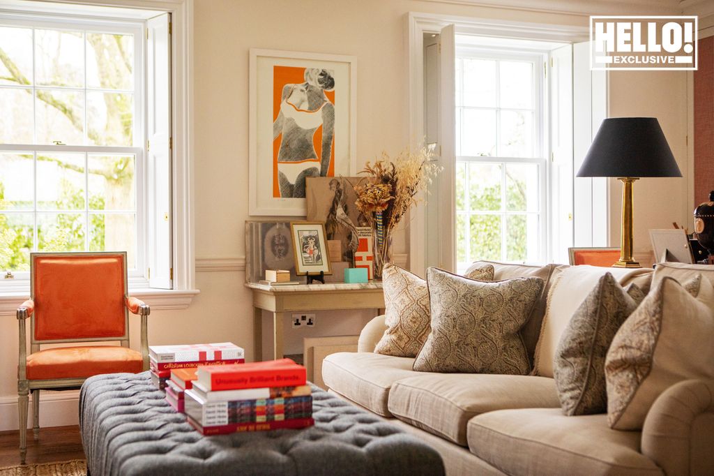 India Hicks' colourful art-filled living room at Oxfordshire family home