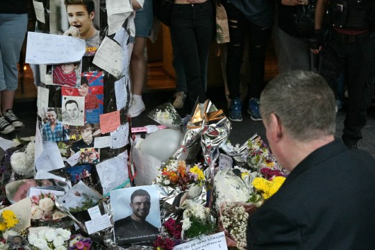 Geoff Payne, the father of One Direction pop singer Liam Payne, visits the place where fans paid tribute to his late son outside the Casa Sur Hotel in Buenos Aires on October 18, 2024