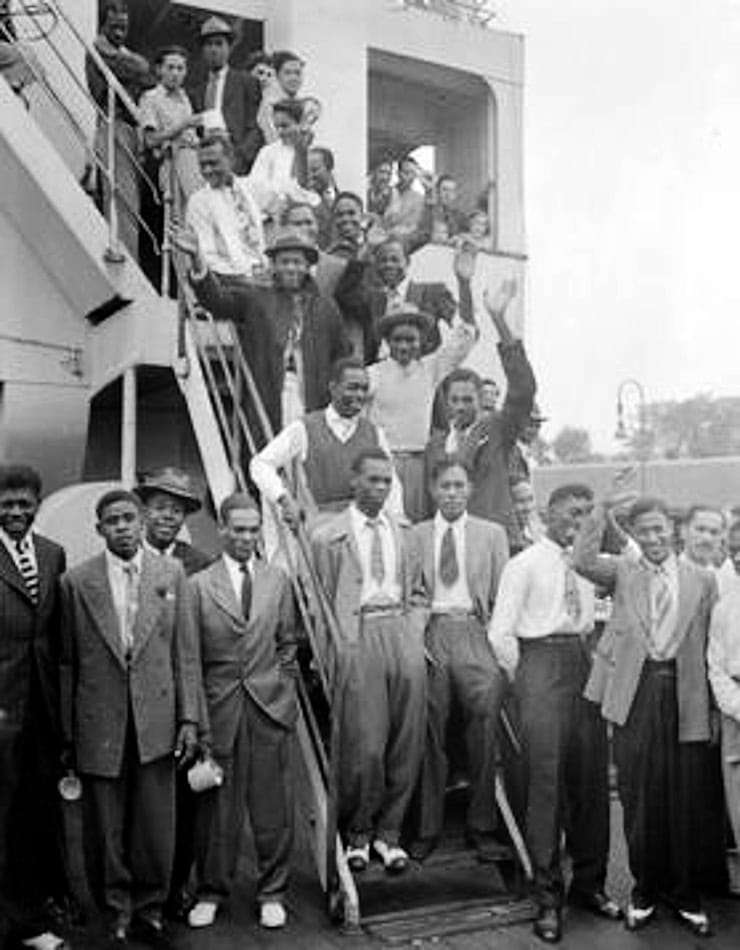 The Empire Windrush berthed at Tilbury. June 1948. Licence: Fair Use.