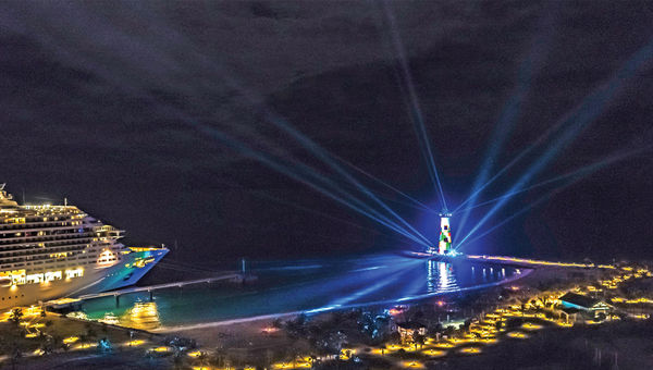 Ocean Cay's signature Lighthouse Show dazzles.