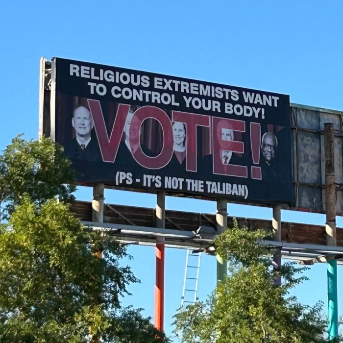 Political signs ahead of the US election in downtown Phoenix, Arizona.