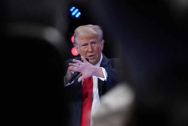 Republican presidential nominee former President Donald Trump speaks during a Univision town hall