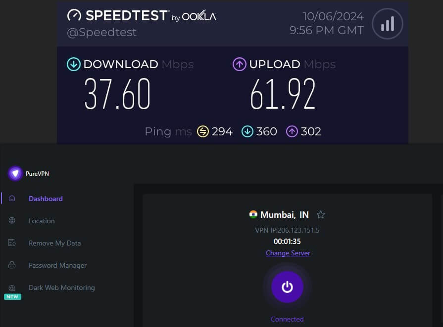 Purevpn Distant Servers Speed Tests