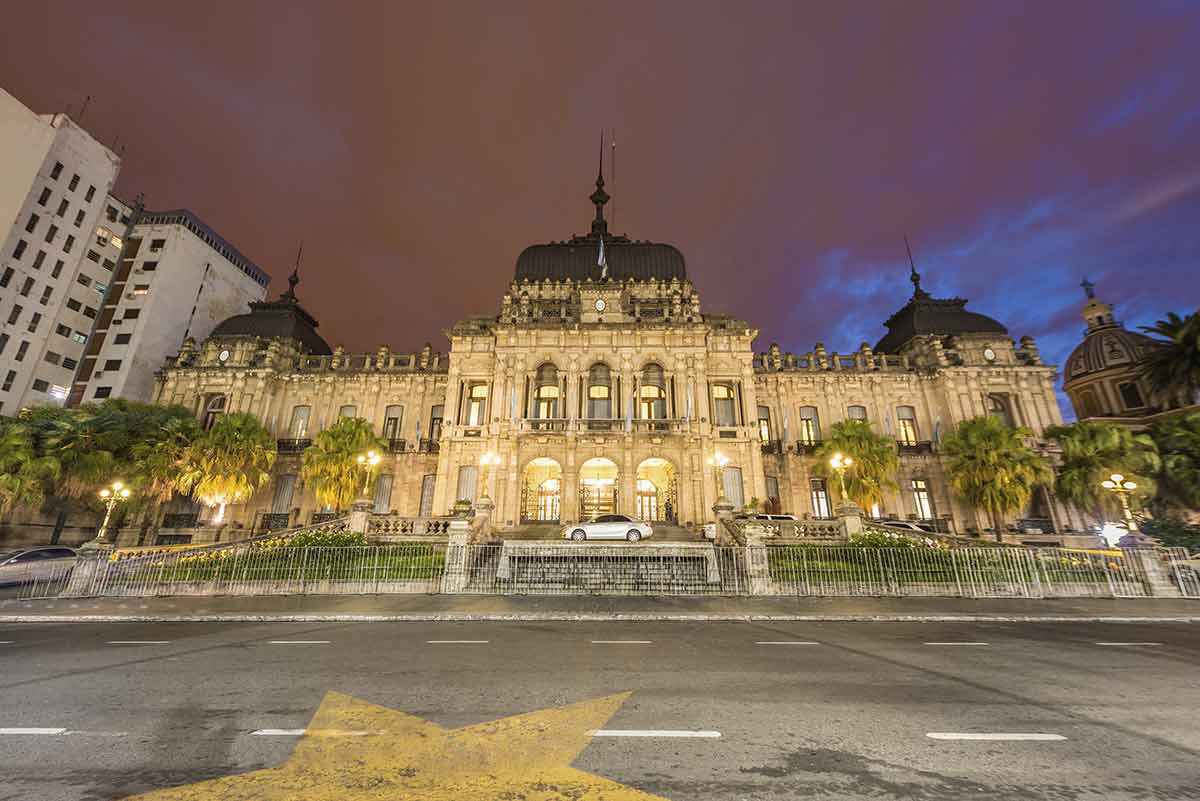 San Miguel de Tucuman historic architecture at night