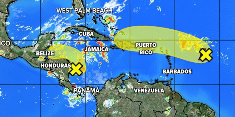 2 areas, but chances for development dropping