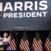 Vice President Kamala Harris delivers remarks at a campaign event in Pittsfield, Mass., Saturda ...