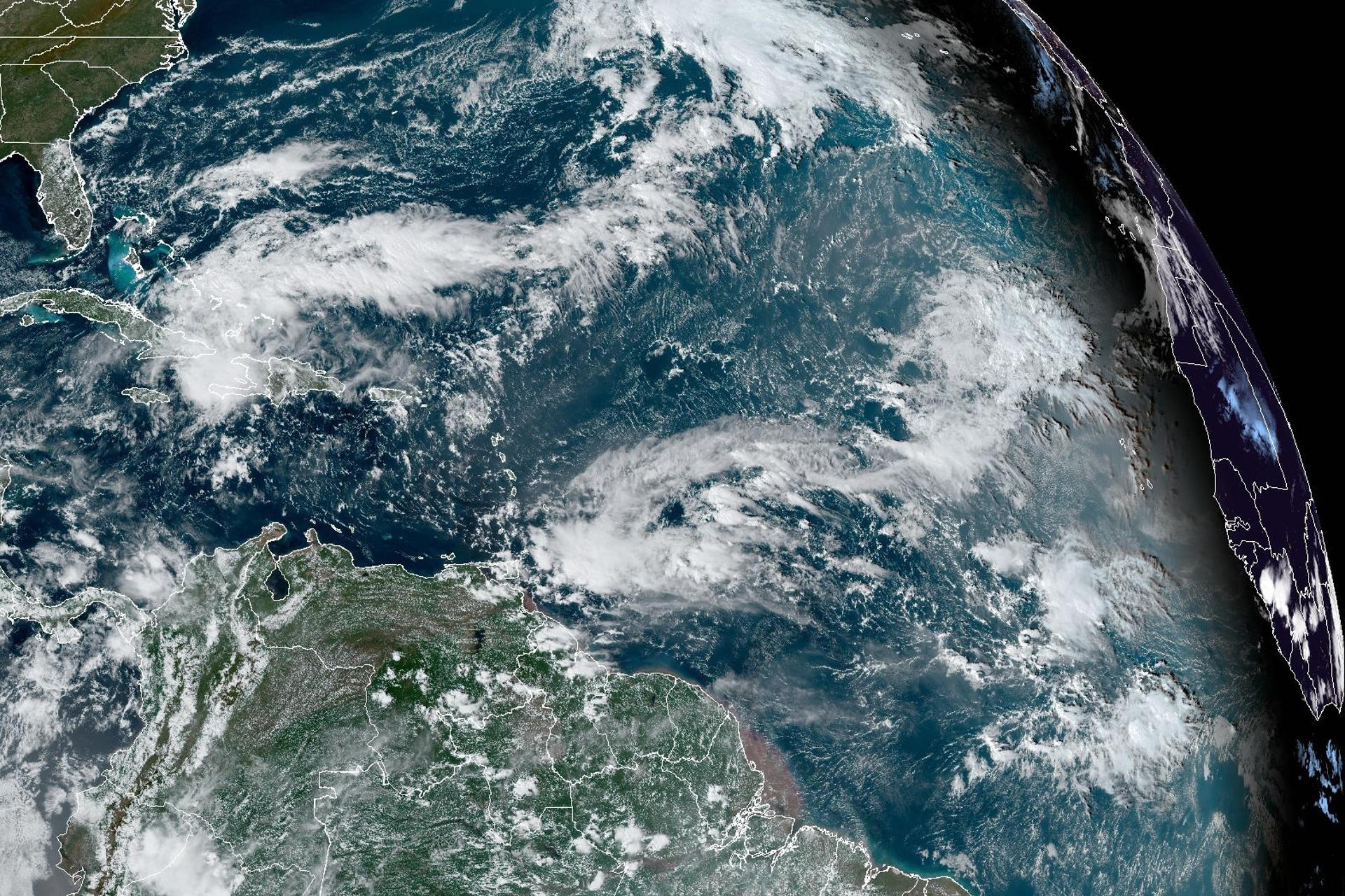 Satellite photograph provided by the National Oceanic and Atmospheric Administration (NOAA) through the US National Hurricane Center (NHC) shows the location of tropical storm Oscar in the Atlantic on Oct. 22, 2024. EFE/NOAA-NHC /EDITORIAL USE ONLY /NO SALES /ONLY AVAILABLE TO ILLUSTRATE THE ACCOMPANYING NEWS /MANDATORY CREDIT
