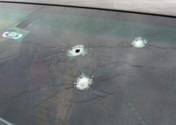 This handout picture released by Radio Kawsachun Coca (RKC) shows what it said are bullet impacts on a pickup truck in which former Bolivian President Evo Morales was traveling in Cochabamba, Bolivia, on October 27, 2024.
