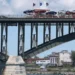 Getty Images A car transporter driving across the Peace Bridge between Canada and the US