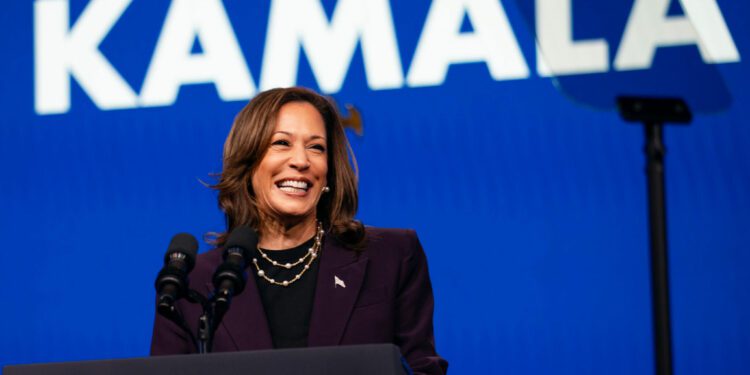 Vice President Kamala Harris speaks at the American Federation of Teachers' 88th National Convention on July 25, 2024, in Houston, Texas. The American Federation of Teachers is the first labor union to endorse Harris for president since announcing her campaign. (Photo by Montinique Monroe/Getty Images)