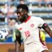 Canada&#039;s defender Alphonso Davies saves the ball from going out of bounds ahead of the Canada vs Panama live stream 2024 international friendly match