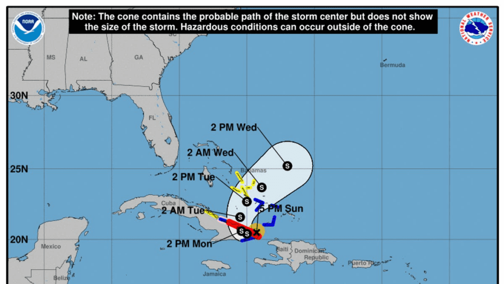 Hurricane Oscar track and path from Hurricane Center