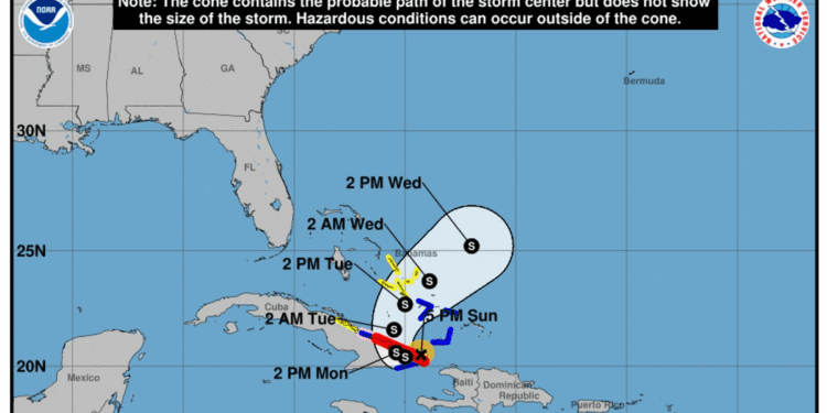 Hurricane Oscar track and path from Hurricane Center