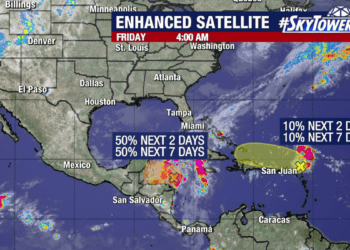 Invest 95L sees increased chance of tropical development, no threat to Florida