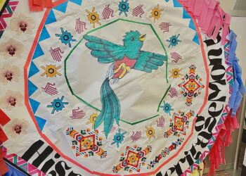The ‘barrilete’ LSI students created to celebrate Hispanic Heritage Month displayed in the Center for Student Inclusiveness on the third floor of the Student Union.