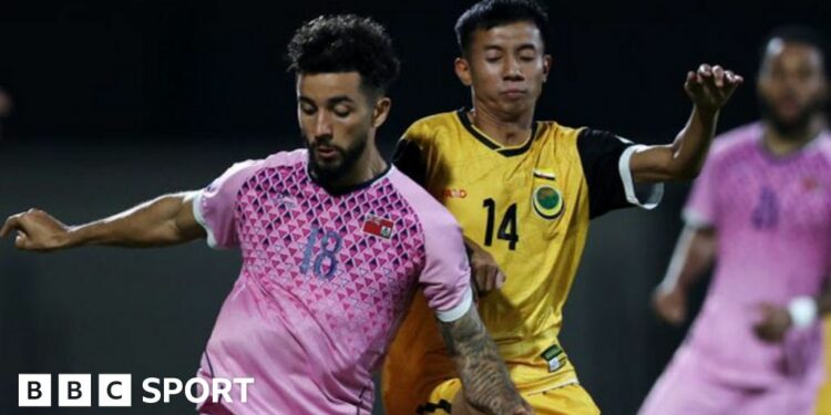 Lancing striker Luke Robinson playing for Bermuda