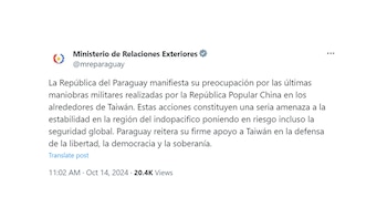 Paraguay expresó su apoyo a Taiwán