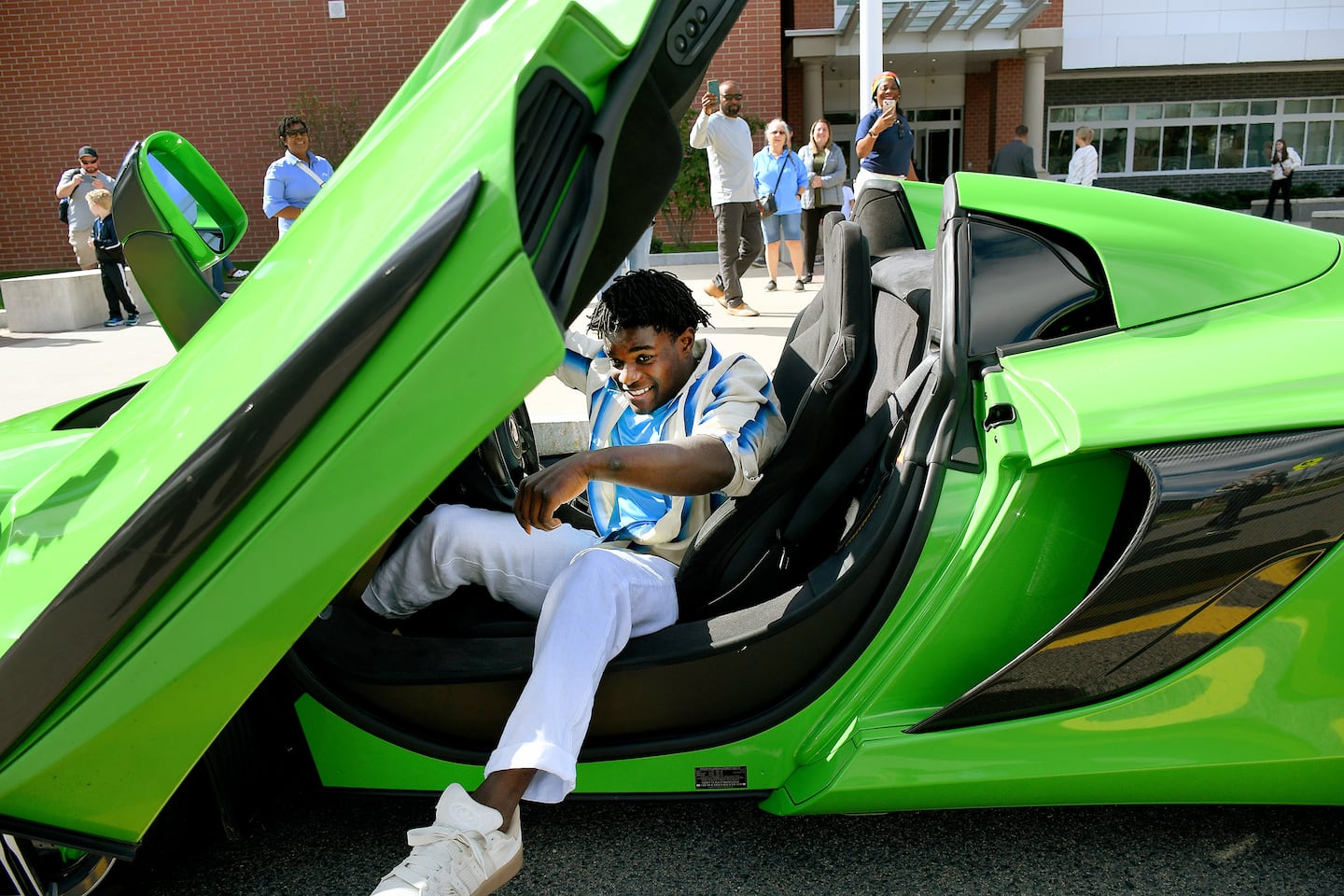 The Town of Stoughton held a celebration Sunday at Stoughton High School for hometown Olympian Frederick Richard, who won a bronze medal with Team USA in the 2024 Paris Olympics. Richard arrived in a McLaren sports car. 