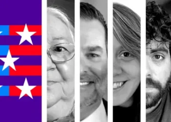 BBC A graphic with four photos of swing state voters