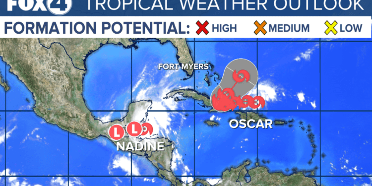 TS Oscar forms, TS Nadine to make landfall in Belize