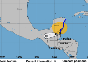 Tropical Storm Nadine forms in the Caribbean, makes landfall in Belize.