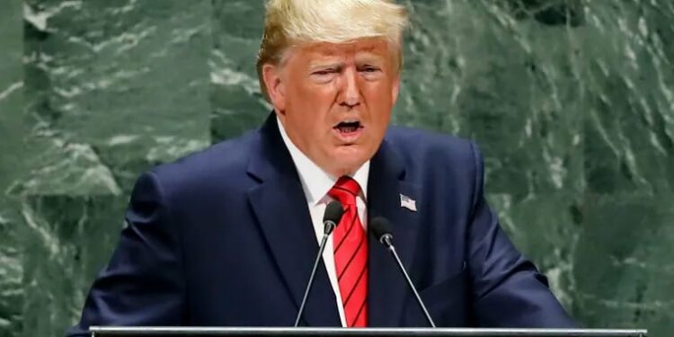 President Donald Trump addresses the 74th session of the United Nations General Assembly in September 2019. The early image of Trump as a madman who had to be treated carefully by adversaries lest he explode has long since lost traction abroad, writes Trudy Rubin.