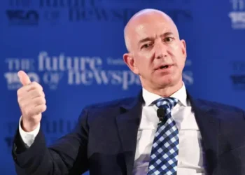 Jeff Bezos speaking at the conference