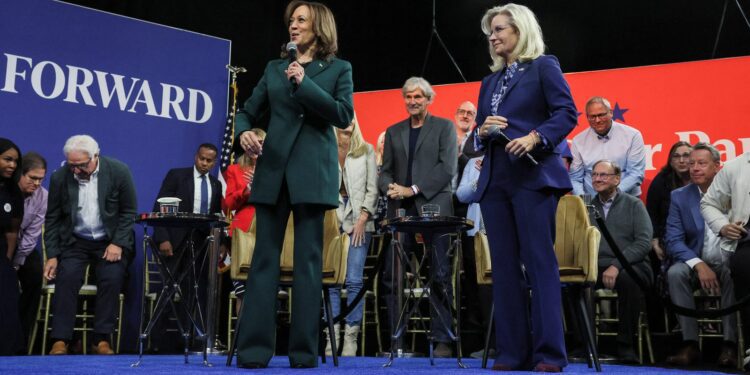 US election latest: Harris shares stage with Republican - who urges voters to pick her; Vance defends Trump remarks | US News