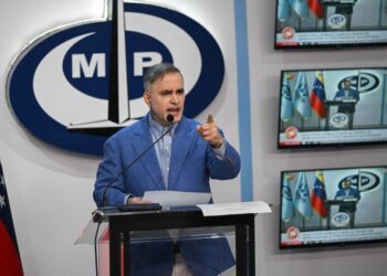 Venezuela's Attorney General Tarek William Saab speaks during a press conference at the Public Prosecutor's Office in Caracas on September 30, 2024.