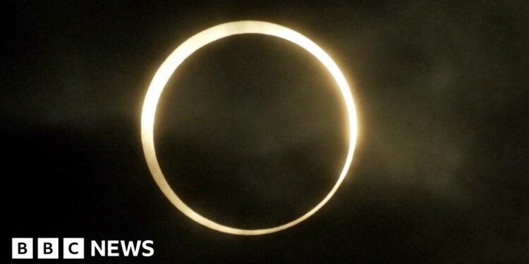 The solar eclipse in the sky