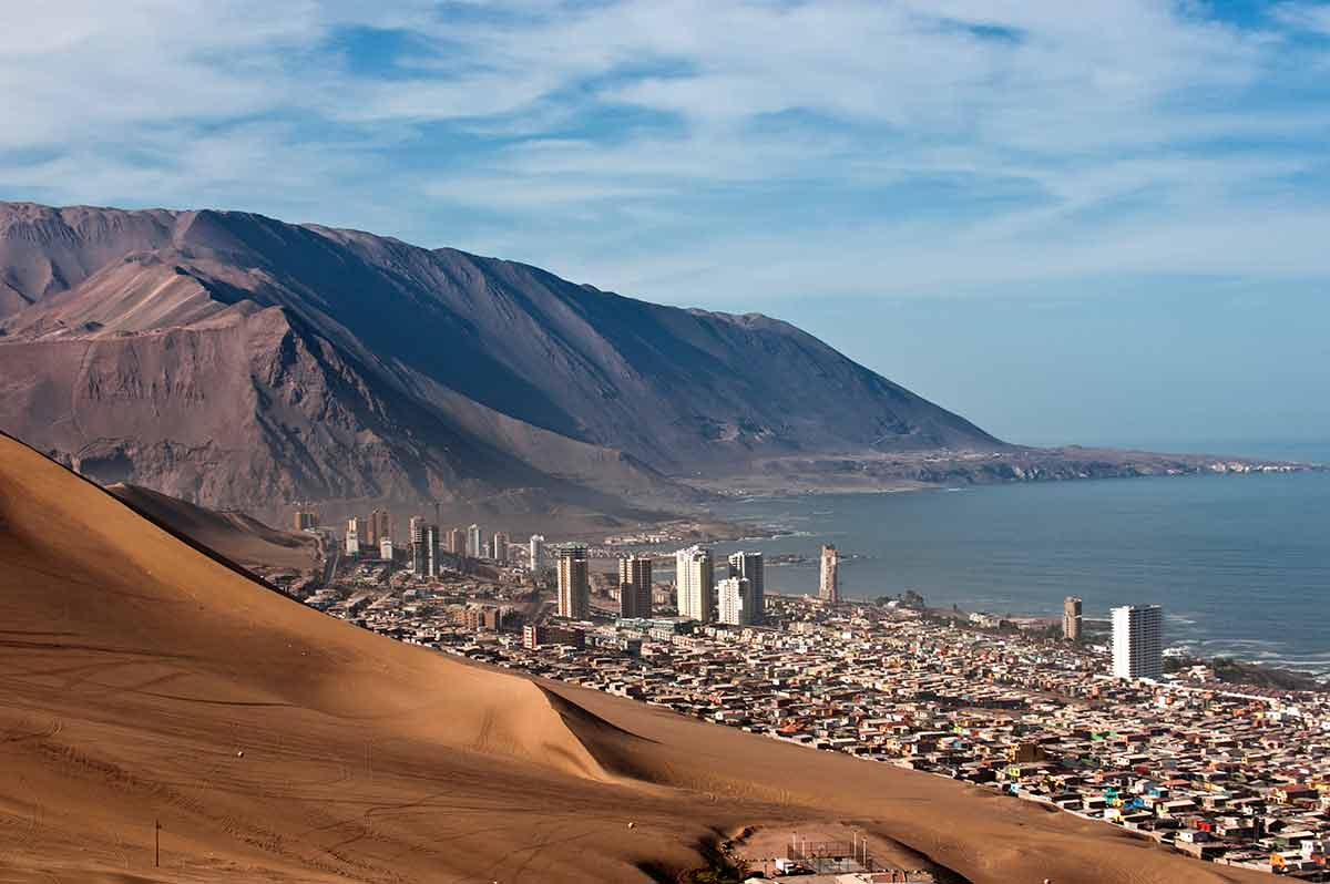 Iquique Behind A Huge Dune, Northern Chile