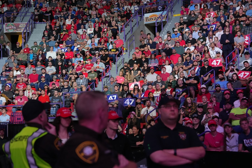 Security guards at a Trump rally 