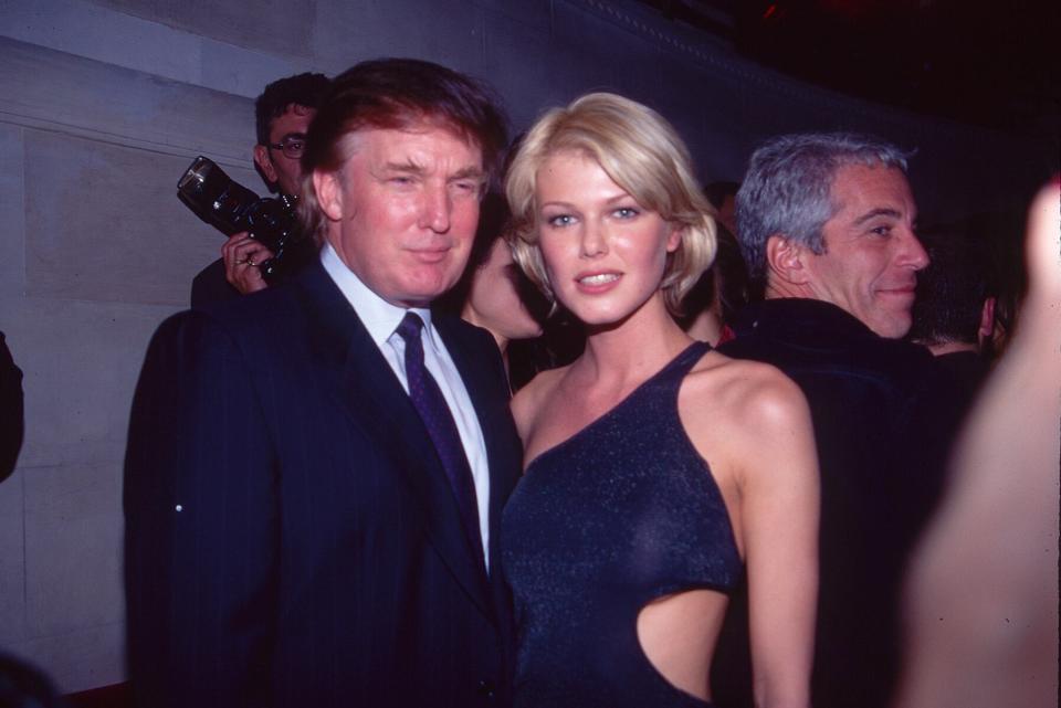 In April 1997, Trump and Epstein went to the Victoria's Secret Angels party together in Manhattan. Outside Trump posed with Belgian model Ingrid Seynhaeve.